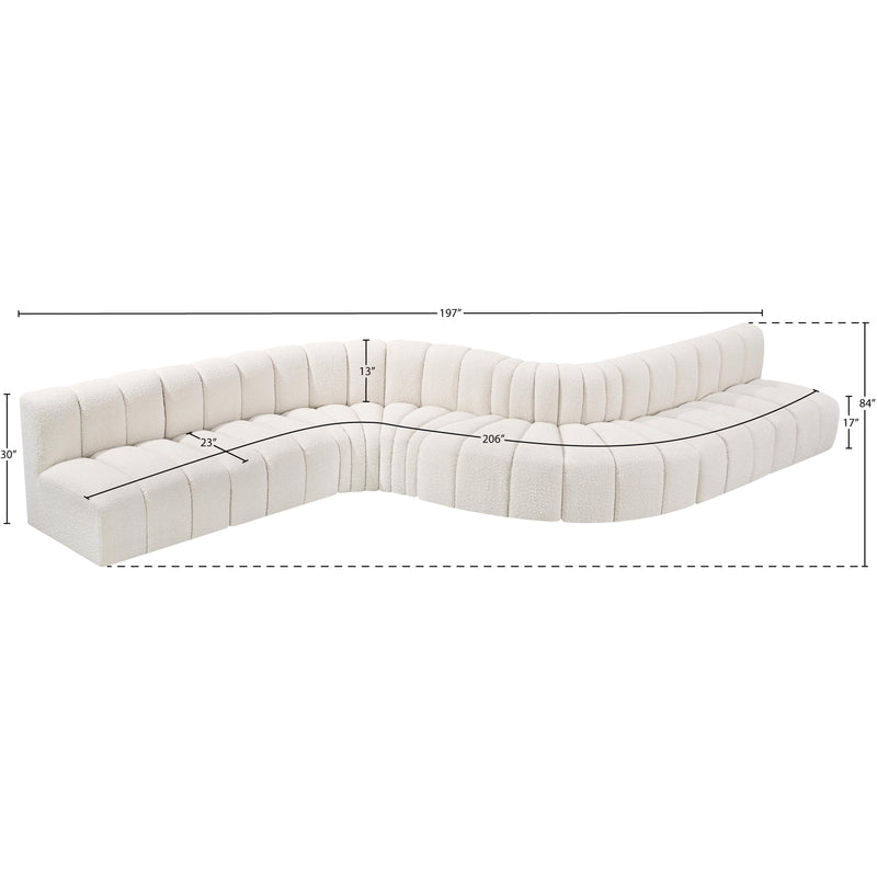 Meridian Arc Cream Boucle Fabric 8 pc Modular Sectional IMAGE 10