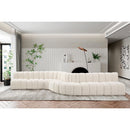 Meridian Arc Cream Boucle Fabric 8 pc Modular Sectional IMAGE 2