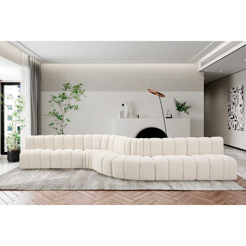 Meridian Arc Cream Boucle Fabric 8 pc Modular Sectional IMAGE 2