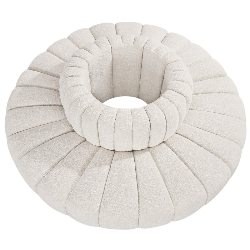 Meridian Arc Cream Boucle Fabric 8 pc Modular Sectional IMAGE 3