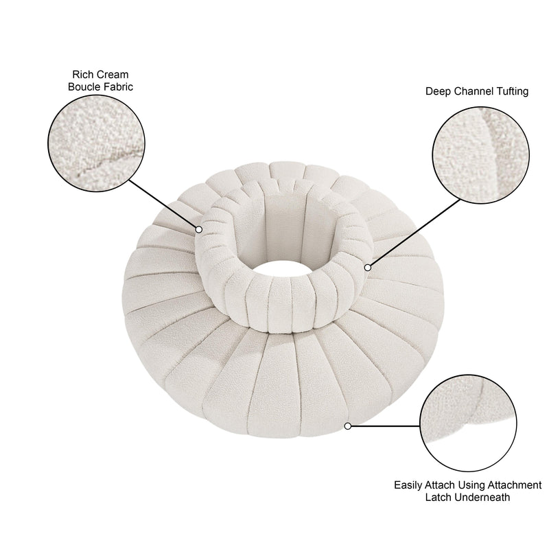 Meridian Arc Cream Boucle Fabric 8 pc Modular Sectional IMAGE 7