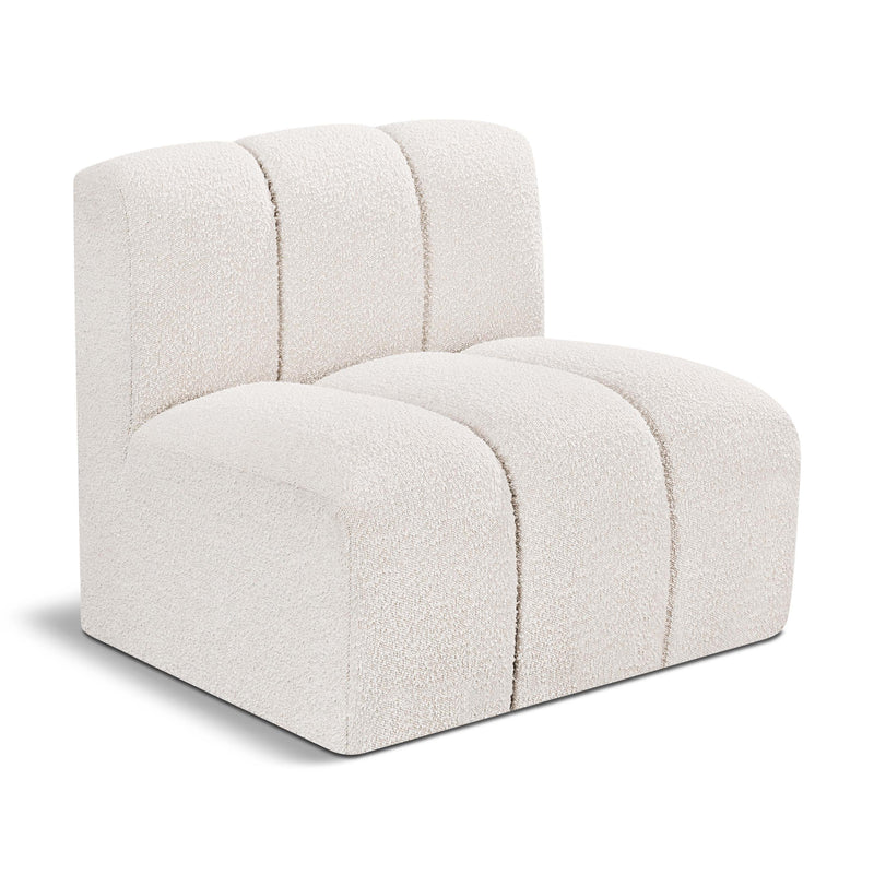 Meridian Arc Cream Boucle Fabric Straight Chair IMAGE 1