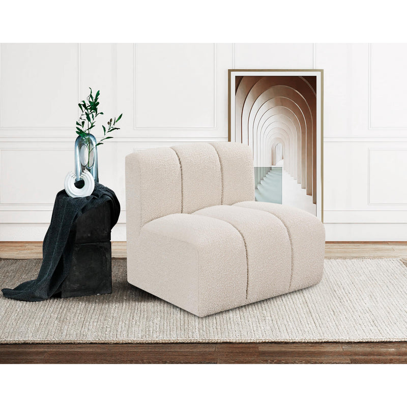 Meridian Arc Cream Boucle Fabric Straight Chair IMAGE 2