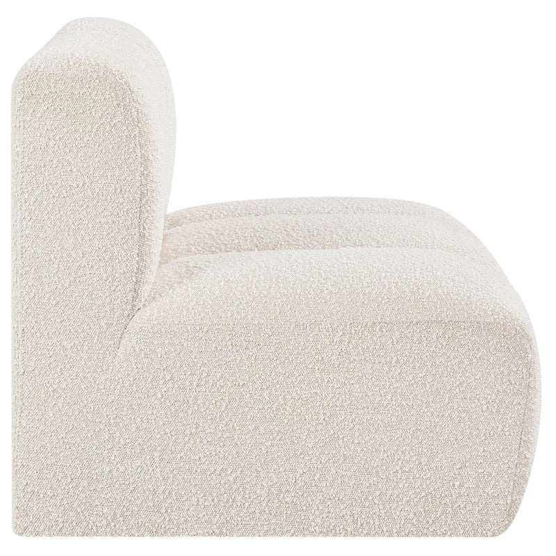 Meridian Arc Cream Boucle Fabric Straight Chair IMAGE 6