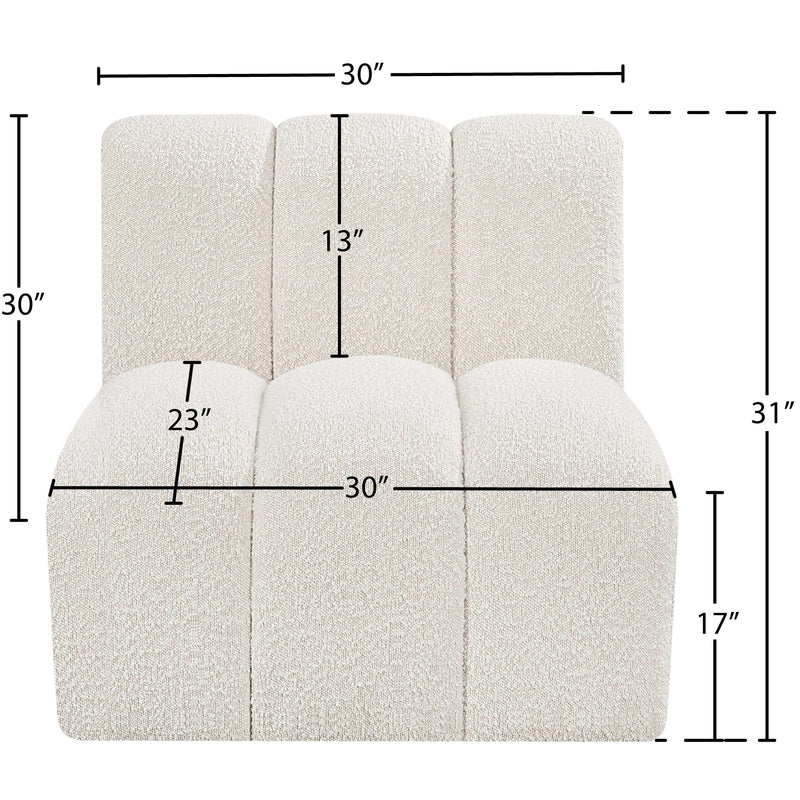 Meridian Arc Cream Boucle Fabric Straight Chair IMAGE 7