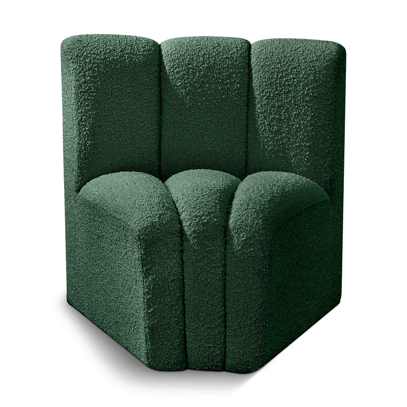 Meridian Arc Green Boucle Fabric Curved Corner IMAGE 1