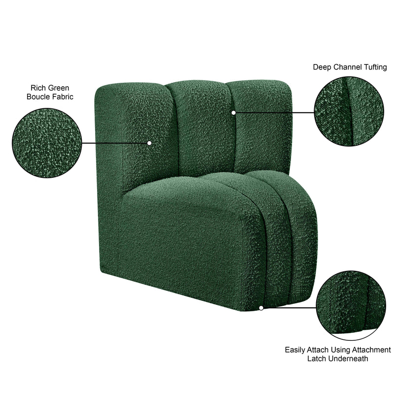 Meridian Arc Green Boucle Fabric Curved Corner IMAGE 7