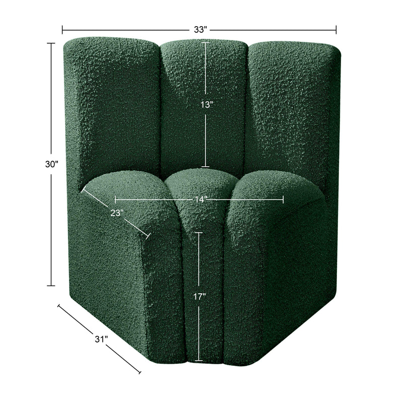 Meridian Arc Green Boucle Fabric Curved Corner IMAGE 8