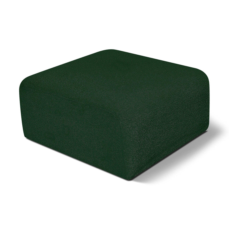 Meridian Arc Green Boucle Fabric Ottoman IMAGE 1