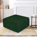 Meridian Arc Green Boucle Fabric Ottoman IMAGE 2