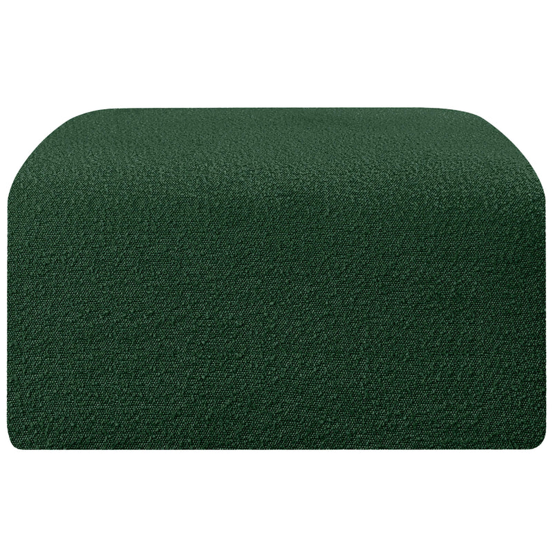 Meridian Arc Green Boucle Fabric Ottoman IMAGE 5