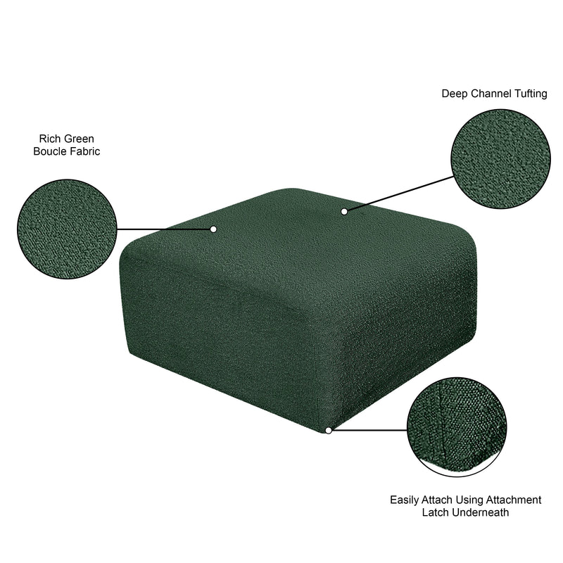 Meridian Arc Green Boucle Fabric Ottoman IMAGE 6