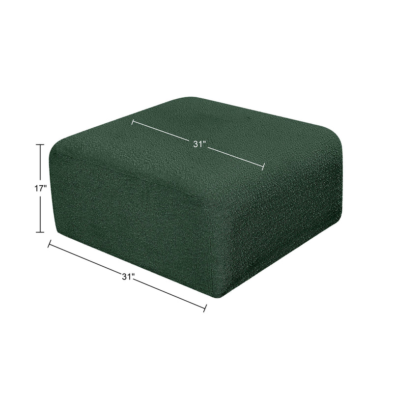 Meridian Arc Green Boucle Fabric Ottoman IMAGE 7