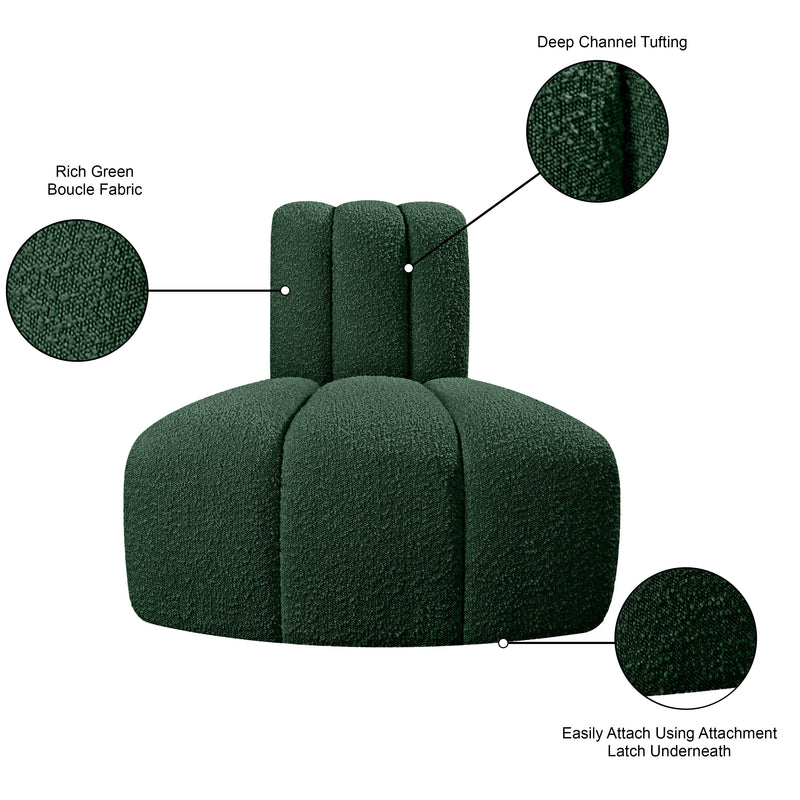Meridian Arc Green Boucle Fabric Reverse Corner IMAGE 8