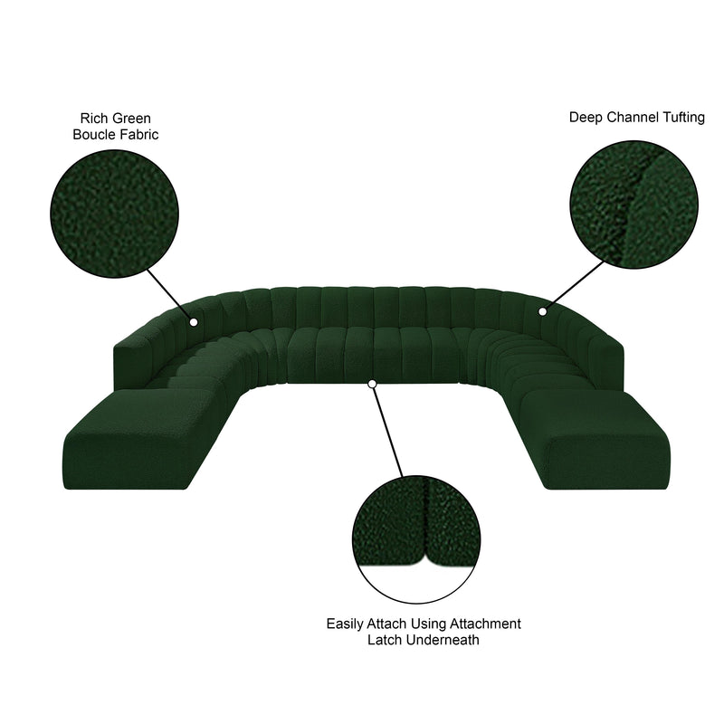 Meridian Arc Green Boucle Fabric 10 pc Modular Sectional IMAGE 10