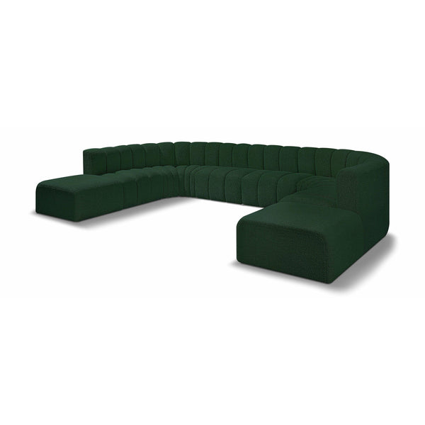 Meridian Arc Green Boucle Fabric 10 pc Modular Sectional IMAGE 1