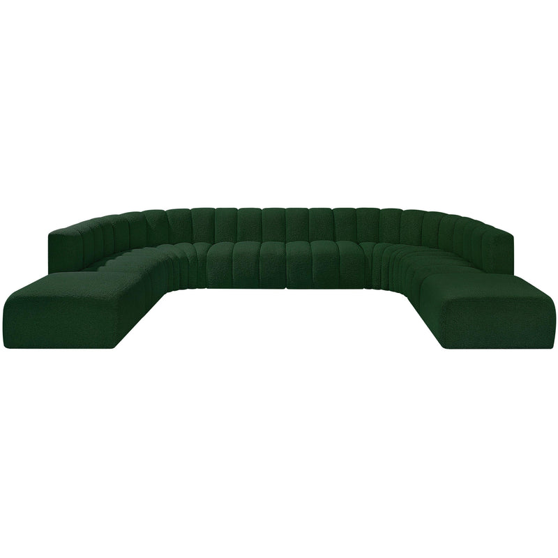 Meridian Arc Green Boucle Fabric 10 pc Modular Sectional IMAGE 4