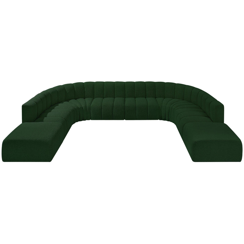 Meridian Arc Green Boucle Fabric 10 pc Modular Sectional IMAGE 5