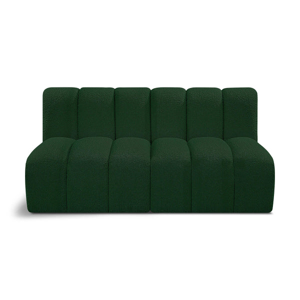 Meridian Arc Green Boucle Fabric 2 pc Modular Sectional IMAGE 1