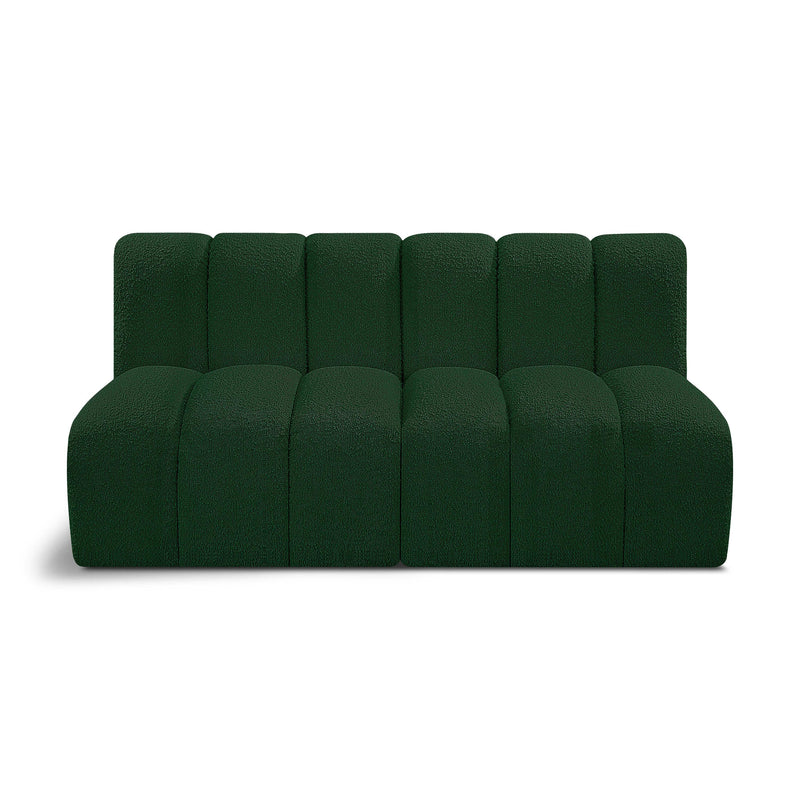 Meridian Arc Green Boucle Fabric 2 pc Modular Sectional IMAGE 1