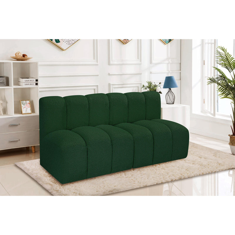 Meridian Arc Green Boucle Fabric 2 pc Modular Sectional IMAGE 2