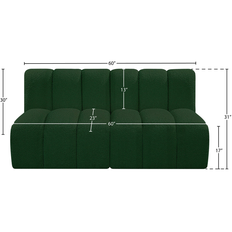 Meridian Arc Green Boucle Fabric 2 pc Modular Sectional IMAGE 8
