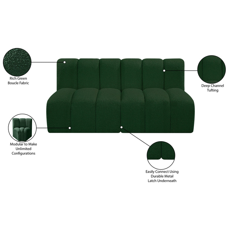 Meridian Arc Green Boucle Fabric 2 pc Modular Sectional IMAGE 9