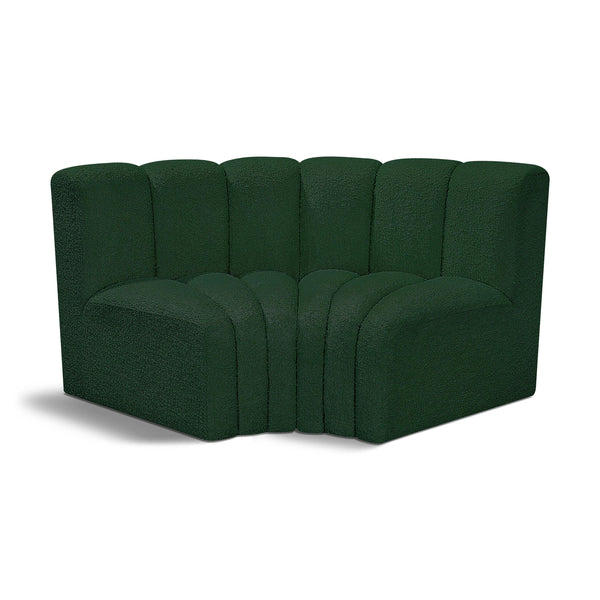 Meridian Arc Green Boucle Fabric 2 pc Modular Sectional IMAGE 1