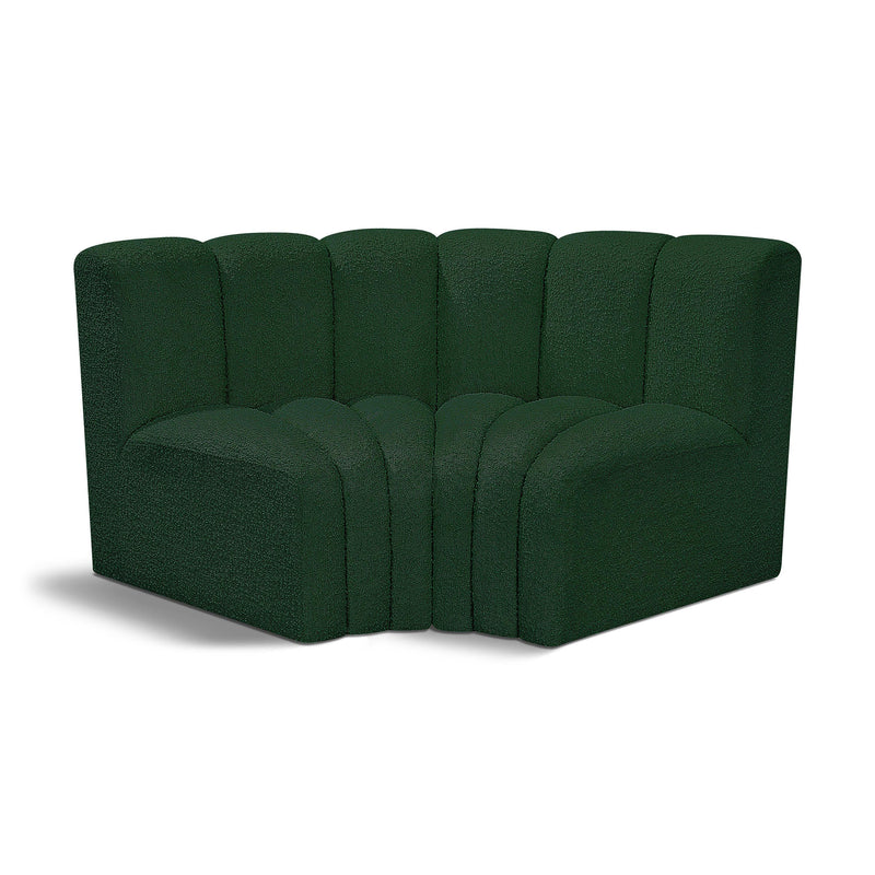 Meridian Arc Green Boucle Fabric 2 pc Modular Sectional IMAGE 1