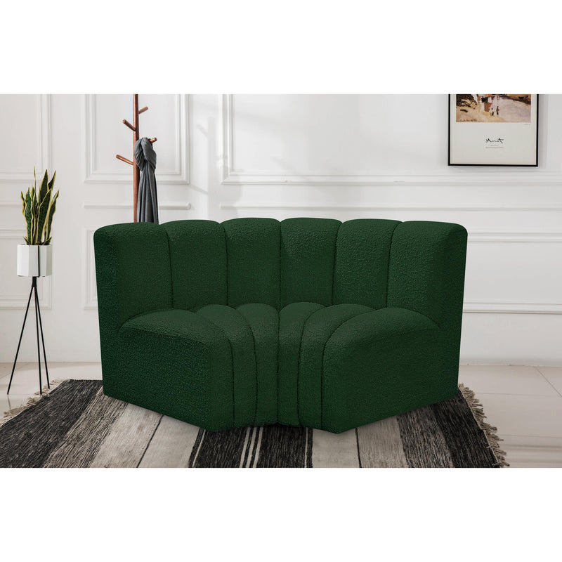 Meridian Arc Green Boucle Fabric 2 pc Modular Sectional IMAGE 2