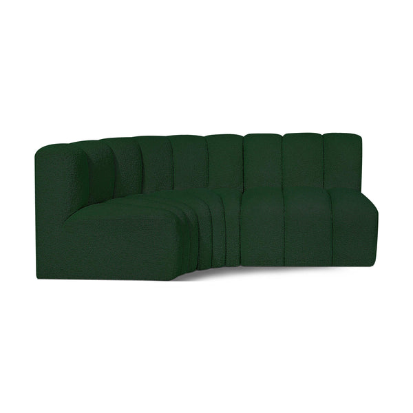 Meridian Arc Green Boucle Fabric 3 pc Modular Sectional IMAGE 1