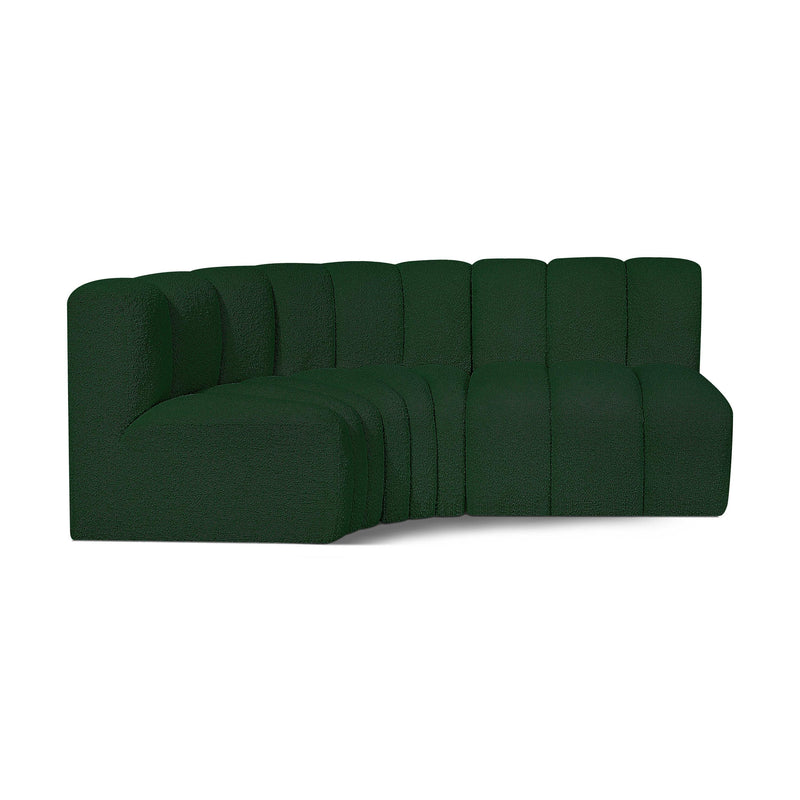 Meridian Arc Green Boucle Fabric 3 pc Modular Sectional IMAGE 1