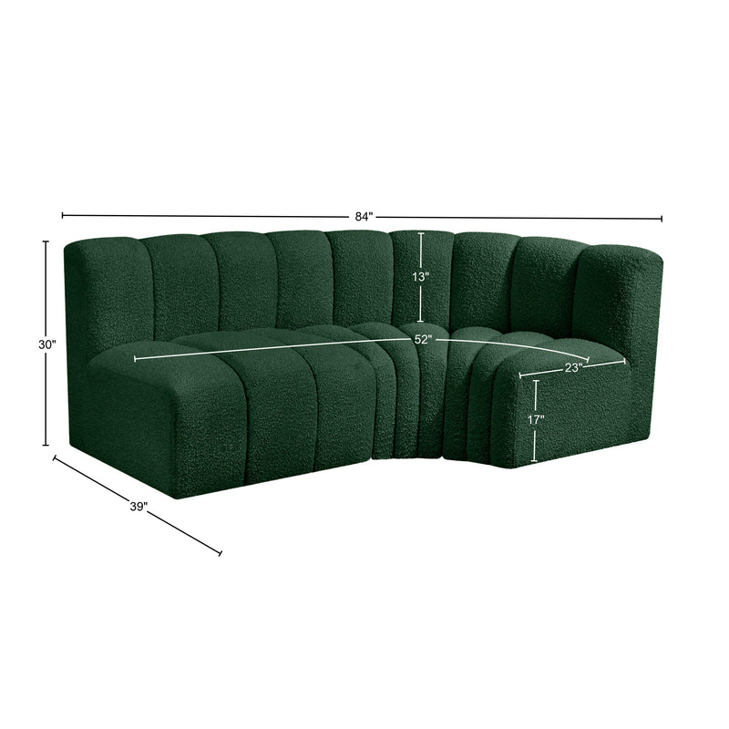 Meridian Arc Green Boucle Fabric 3 pc Modular Sectional IMAGE 8