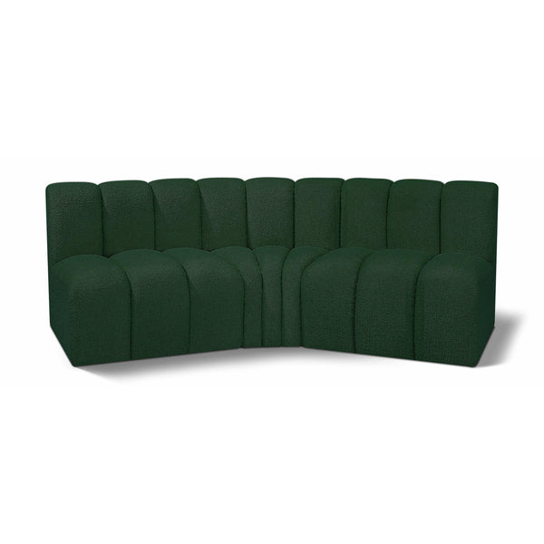 Meridian Arc Green Boucle Fabric 3 pc Modular Sectional IMAGE 1