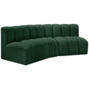 Meridian Arc Green Boucle Fabric 3 pc Modular Sectional IMAGE 5