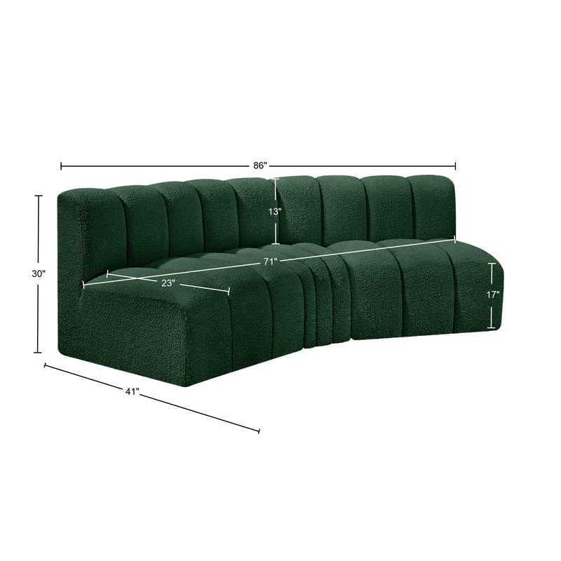 Meridian Arc Green Boucle Fabric 3 pc Modular Sectional IMAGE 8