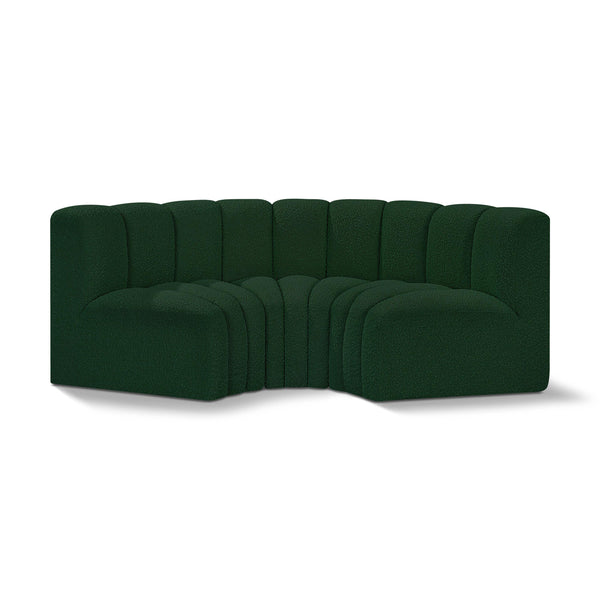 Meridian Arc Green Boucle Fabric 3 pc Modular Sectional IMAGE 1