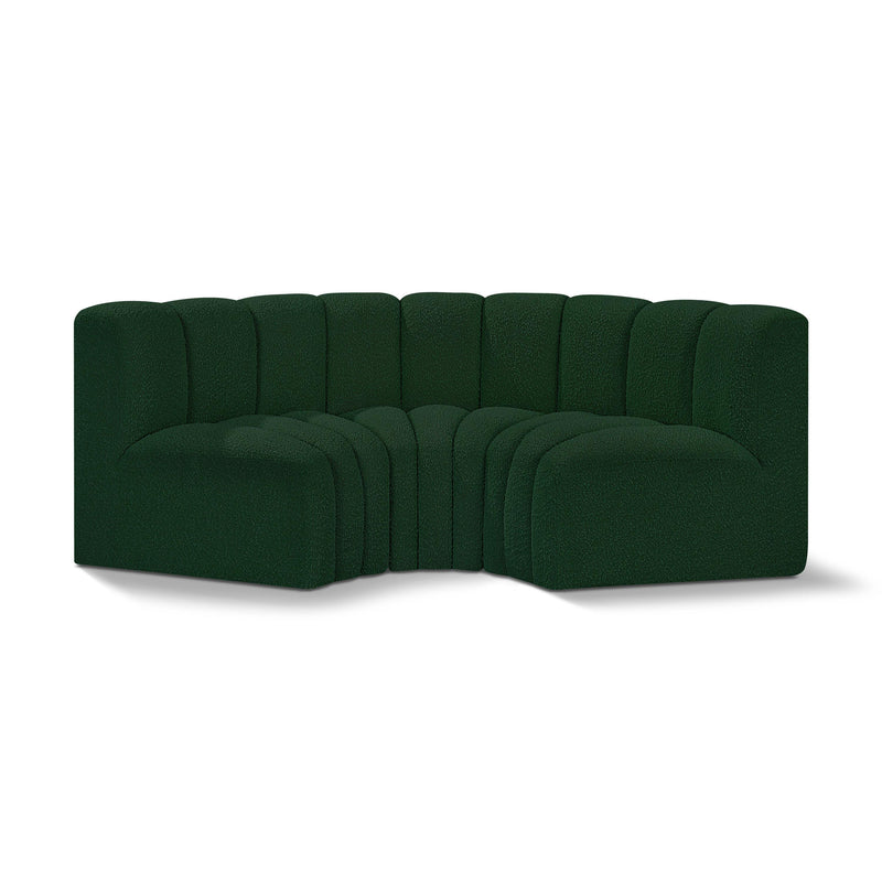 Meridian Arc Green Boucle Fabric 3 pc Modular Sectional IMAGE 1
