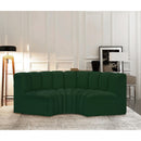 Meridian Arc Green Boucle Fabric 3 pc Modular Sectional IMAGE 2