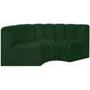 Meridian Arc Green Boucle Fabric 3 pc Modular Sectional IMAGE 5