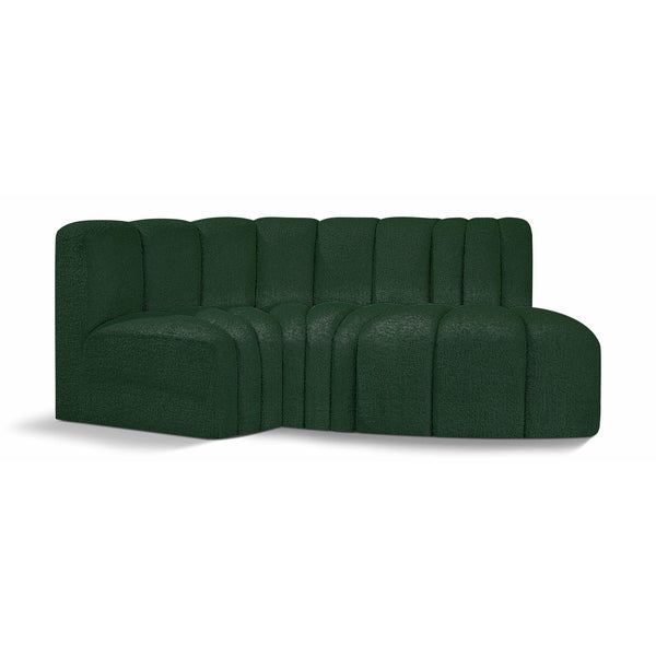 Meridian Arc Green Boucle Fabric 3 pc Modular Sectional IMAGE 1