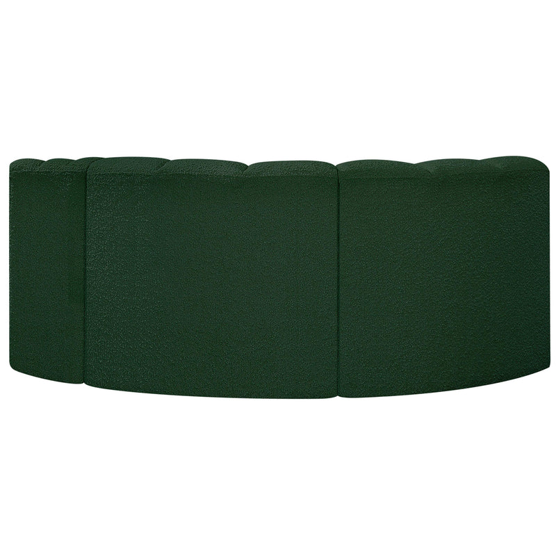 Meridian Arc Green Boucle Fabric 3 pc Modular Sectional IMAGE 3