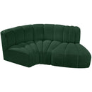 Meridian Arc Green Boucle Fabric 3 pc Modular Sectional IMAGE 4