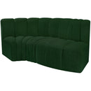 Meridian Arc Green Boucle Fabric 3 pc Modular Sectional IMAGE 5