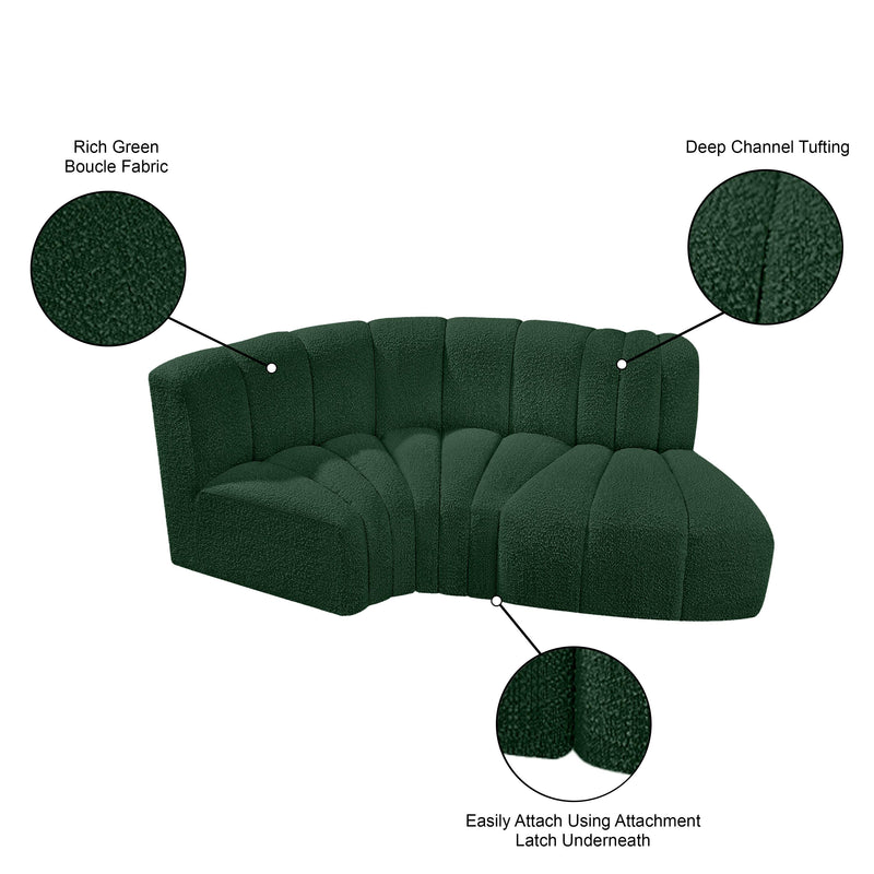 Meridian Arc Green Boucle Fabric 3 pc Modular Sectional IMAGE 7