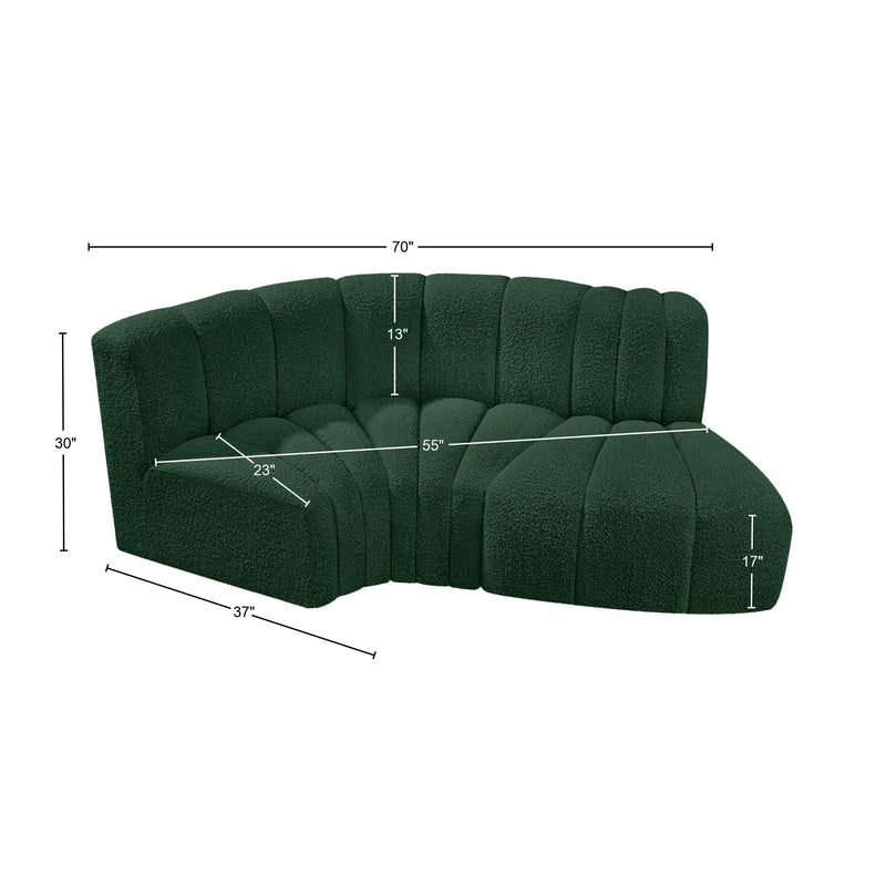 Meridian Arc Green Boucle Fabric 3 pc Modular Sectional IMAGE 8