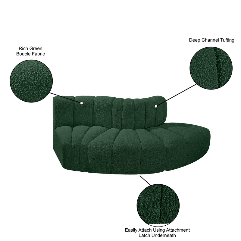 Meridian Arc Green Boucle Fabric 3 pc Modular Sectional IMAGE 6