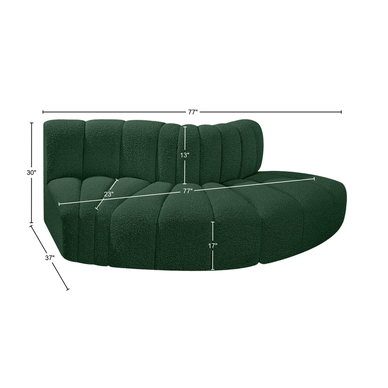 Meridian Arc Green Boucle Fabric 3 pc Modular Sectional IMAGE 7