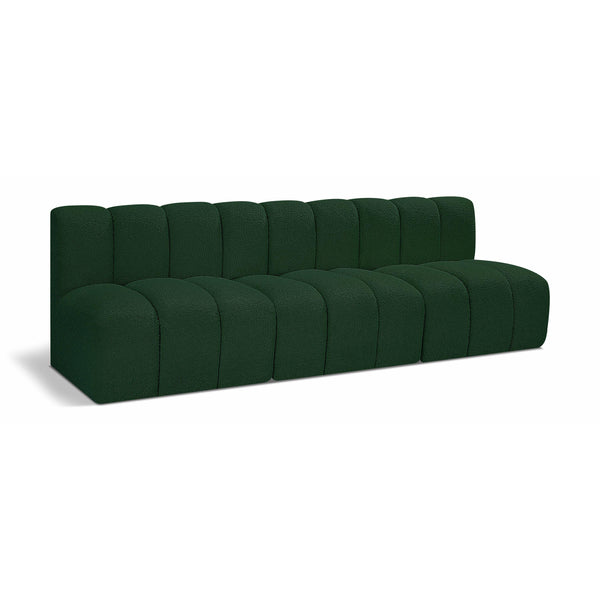 Meridian Arc Green Boucle Fabric 3 pc Modular Sectional IMAGE 1