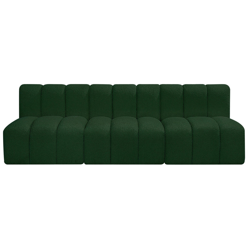 Meridian Arc Green Boucle Fabric 3 pc Modular Sectional IMAGE 4